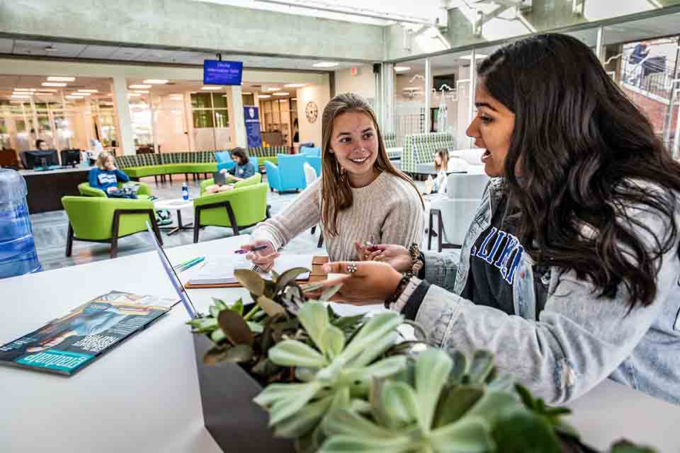 Women doing college research