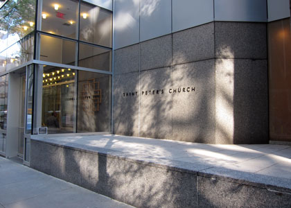 A view of the entrance to St. Peter's Lutheran Church.