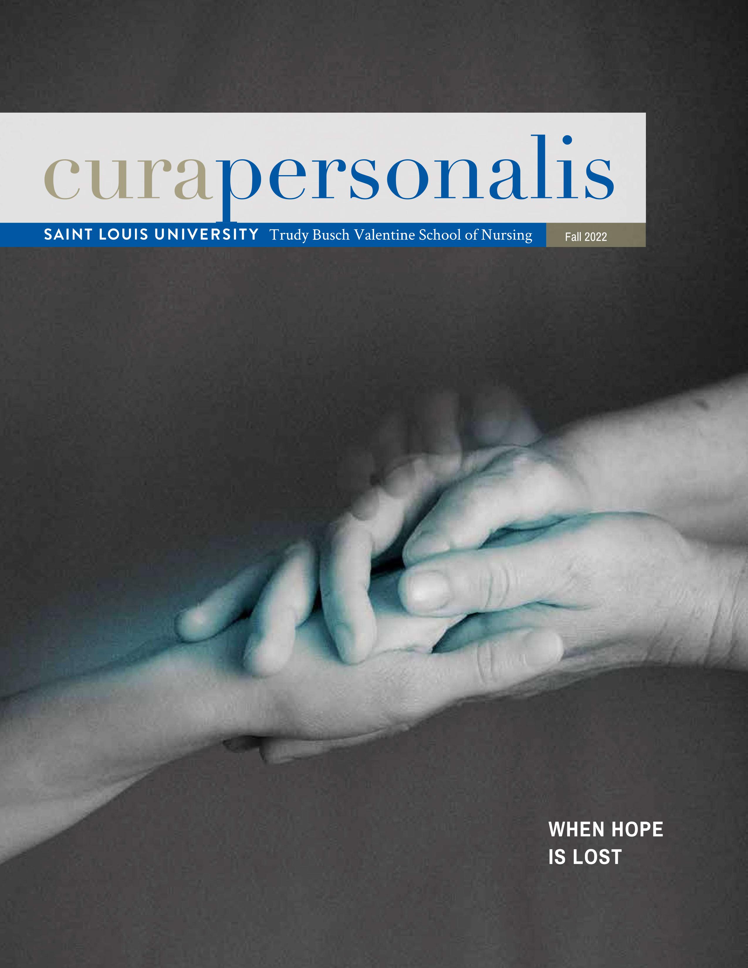 Cura Personalis 2023 The 20121 cover of cura personlis showing a close up of hands